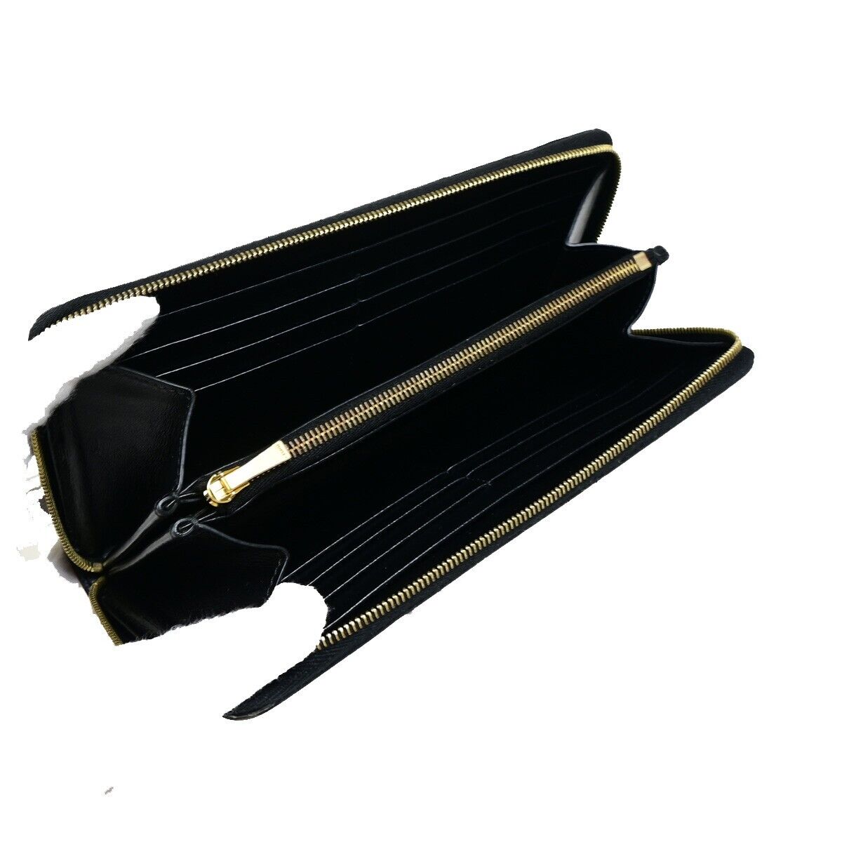 CELINE Triomphe Zip Around Long Bifold Wallet PVC Leather Black Italy 80KA275