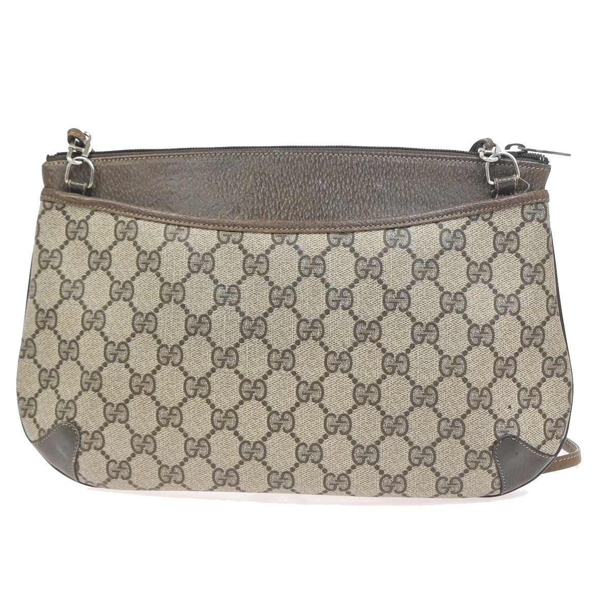 GUCCI Sherry GG Pattern Shoulder Bag PVC Leather Brown GHW Italy 61ZA324