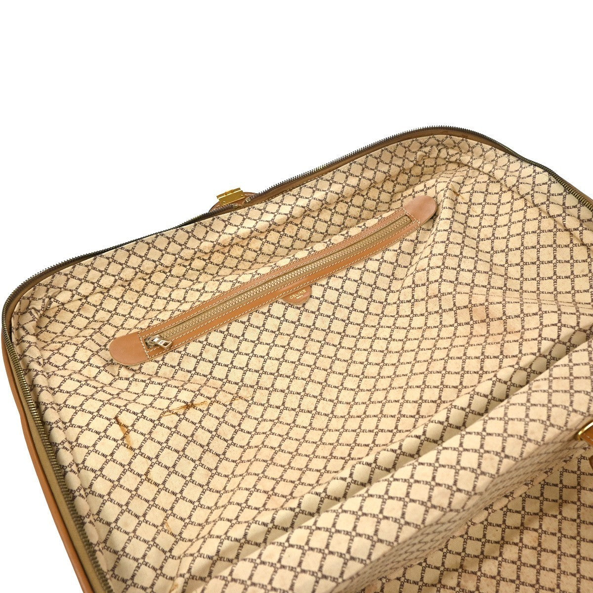 CELINE Logo Macadam Pattern Travel Hand Bag PVC Leather Brown GHW Italy 64KP375