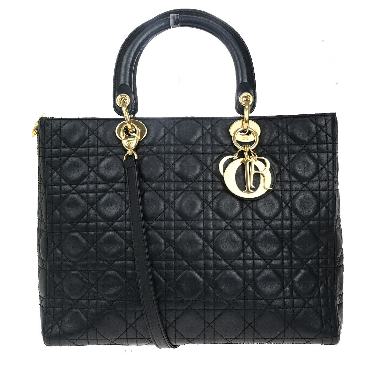 CHRISTIAN DIOR Logo Lady Cannage 2Way Shoulder Hand Bag Leather BE GHW 367RK664