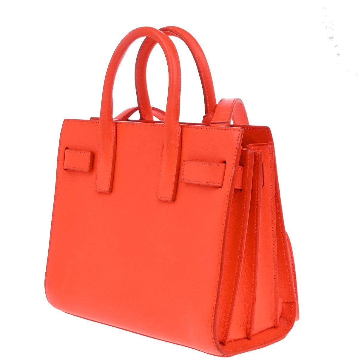 SAINT LAURENT 2 Way Sac de Jour Shoulder Hand Bag Leather Neon Red Italy 10EG144