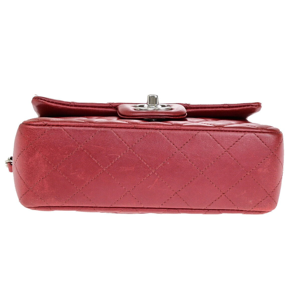 CHANEL CC Mini Matelasse Chain Shoulder Bag Leather Red SHW Italy 321RK069