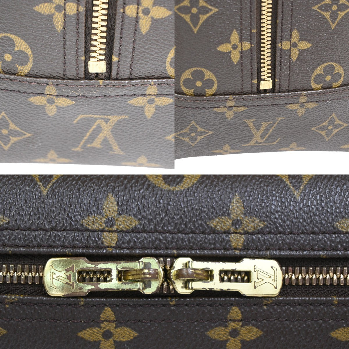 LOUIS VUITTON LV Logo Deauville Hand Bag Monogram Leather Brown M47270 10CA897