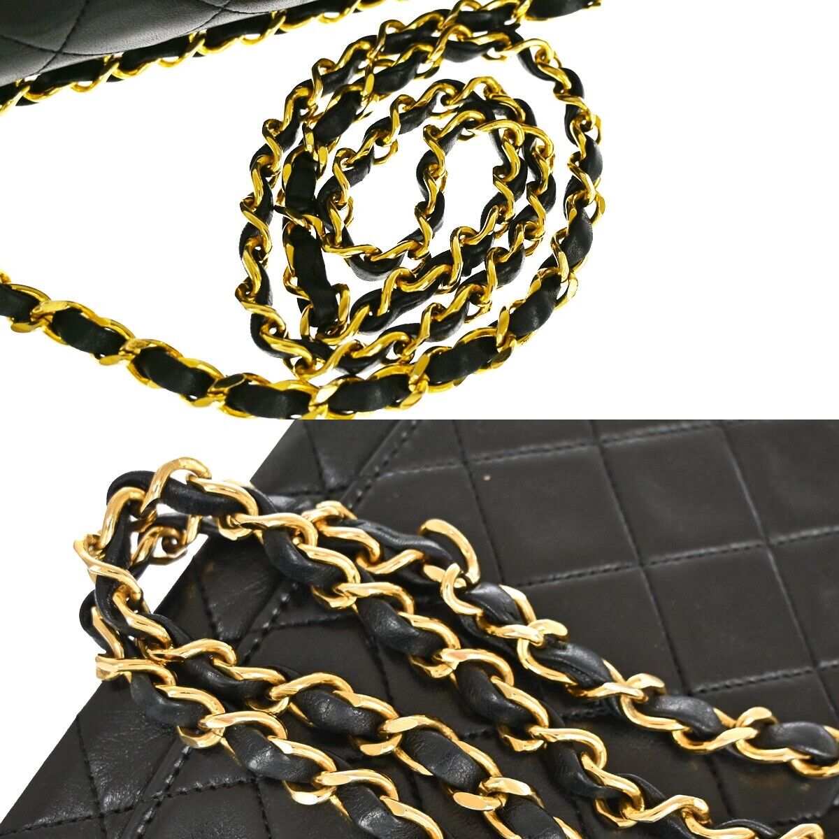 CHANEL CC Logo Matelasse Chain Shoulder Bag Leather Black GHW Vintage 880RJ132