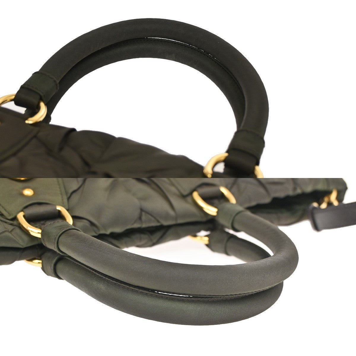 PRADA  Logo Tessuto 2-Way Hand Tote Soulder Bag Nylon Green Khaki GHW 76TA159