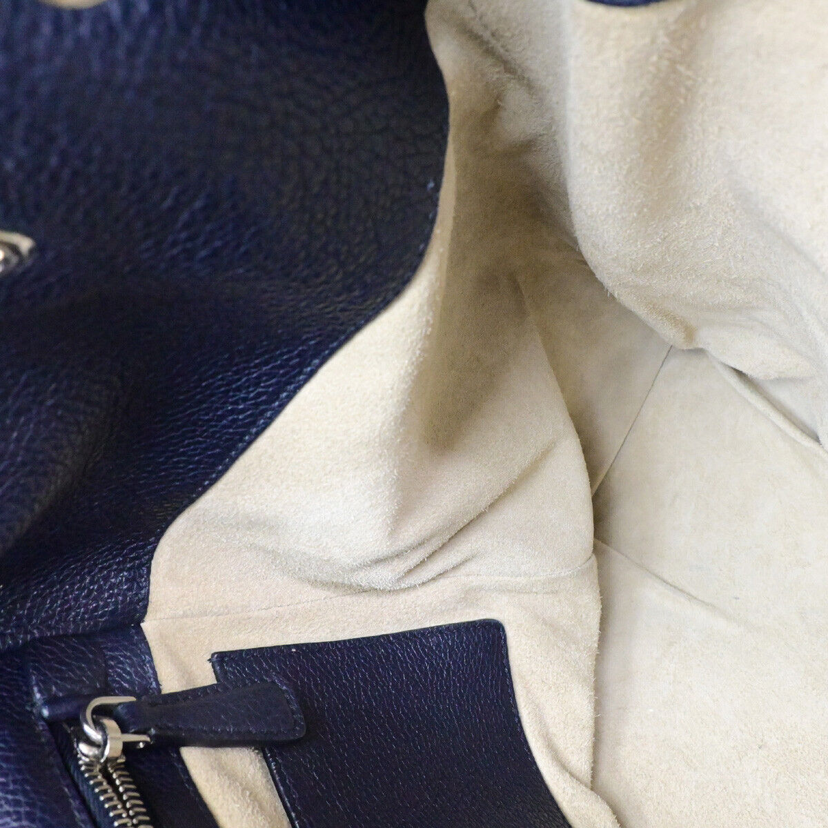 PRADA Logo Backpack Bag Leather Navy Blue Baltico Silver Italy 667RK115