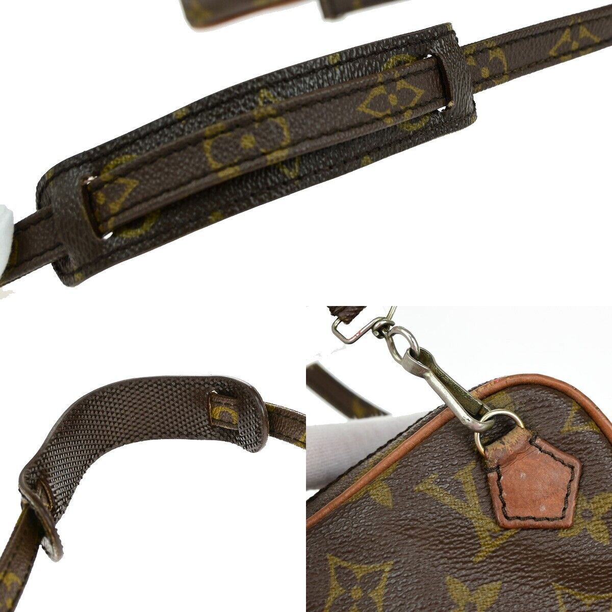 LOUIS VUITTON Danube Shoulder Bag Monogram Leather Brown Made In France 04FA584