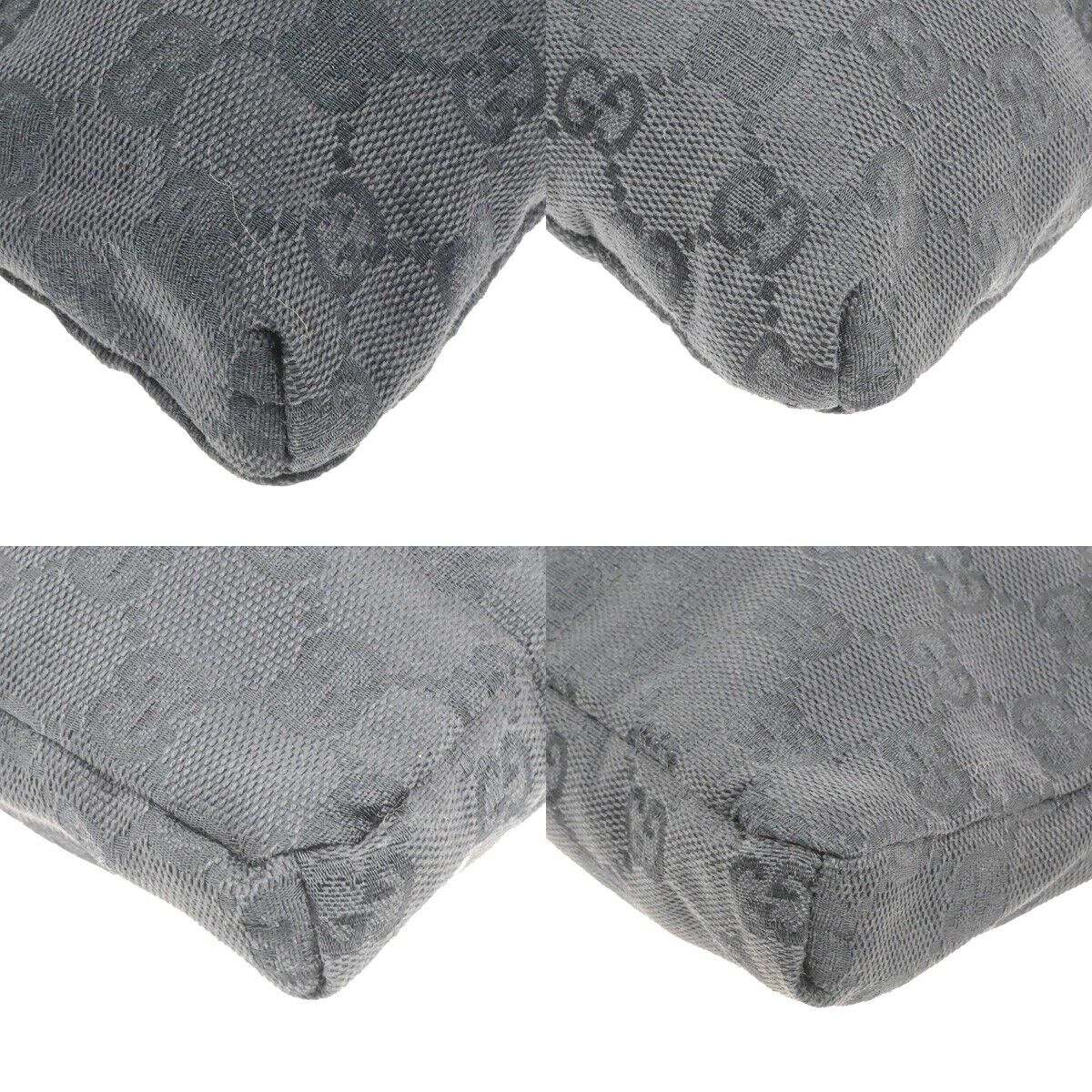 GUCCI Logo GG Pattern Bum Bag Belt Canvas Leather Black Silver Italy 33EE093