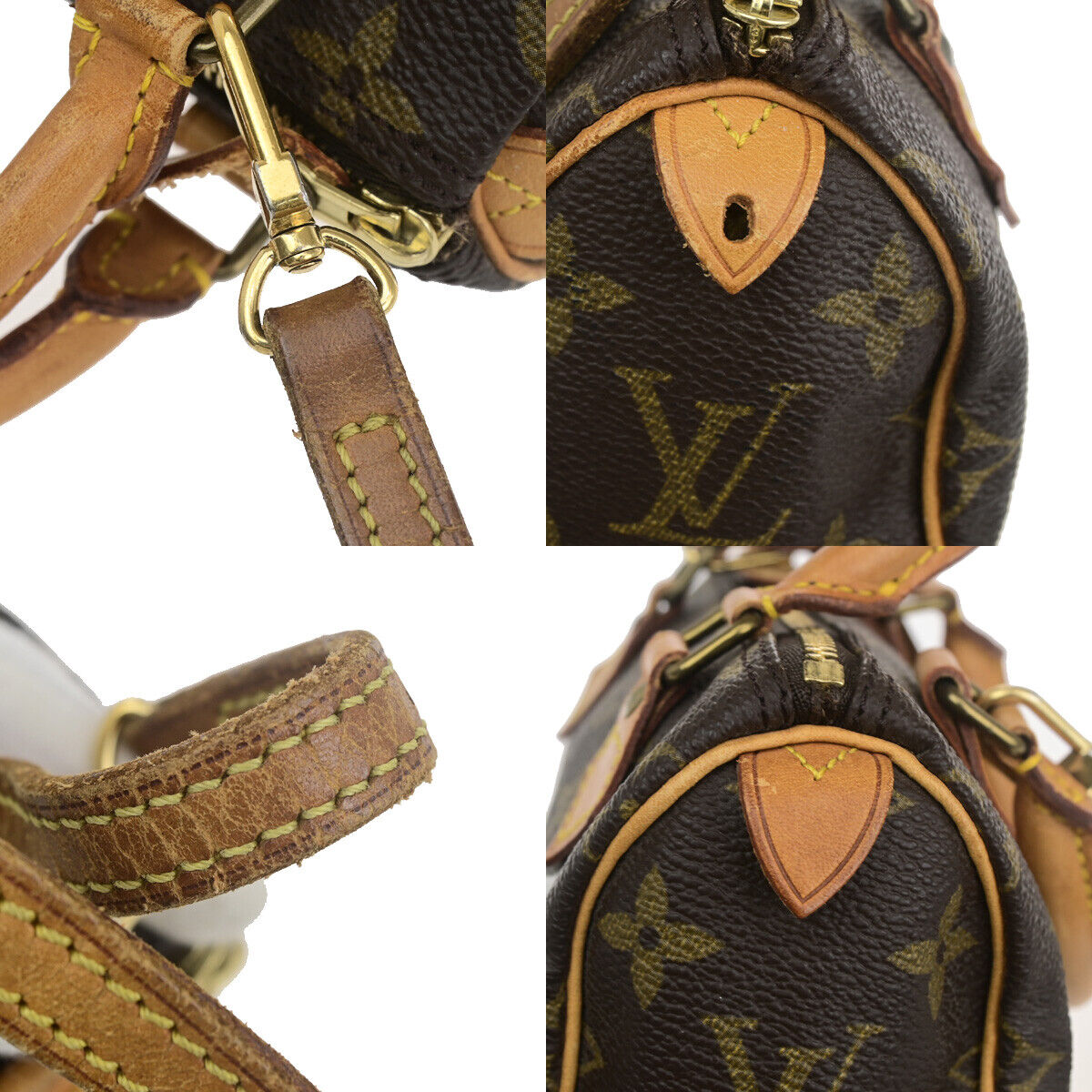 LOUIS VUITTON Mini Speedy 2Way Hand Bag Monogram Leather Brown M41534 97YF355