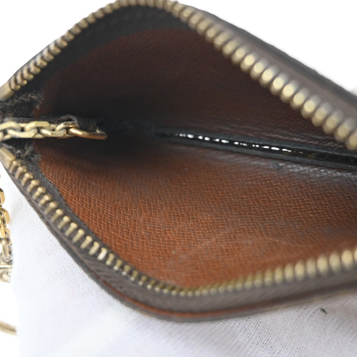 LOUIS VUITTON LV Pochette Cle Coin Case Monogram Leather Brown M62650 09EE241