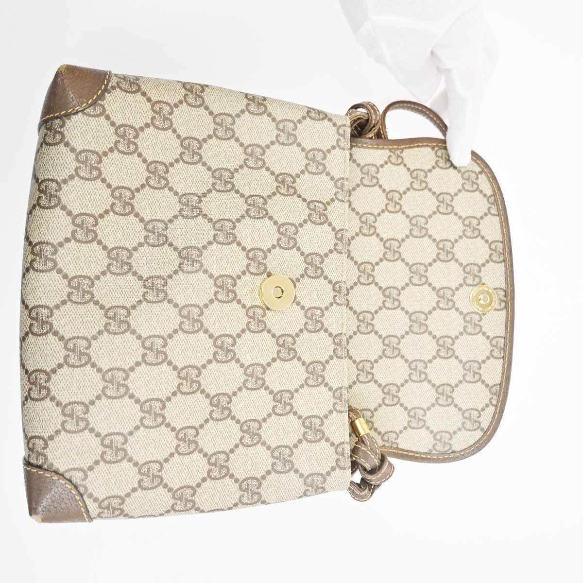 GUCCI GG Pattern Shoulder Bag PVC Leather Brown Italy GHW 38TA614