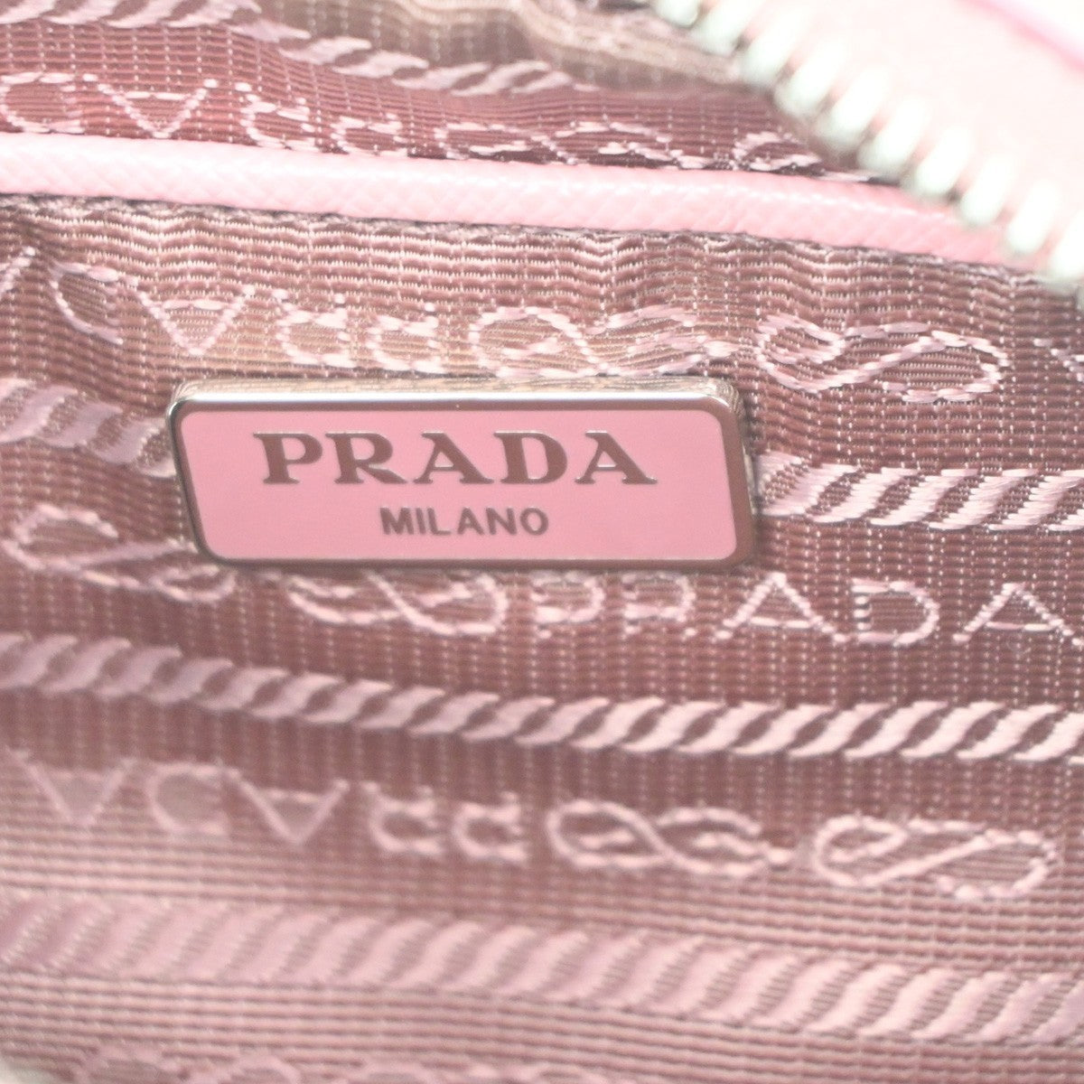 PRADA Logo Saffiano Fiocco Bow Min Shoulder Bag Leather Pink SHW Italy 74YH967