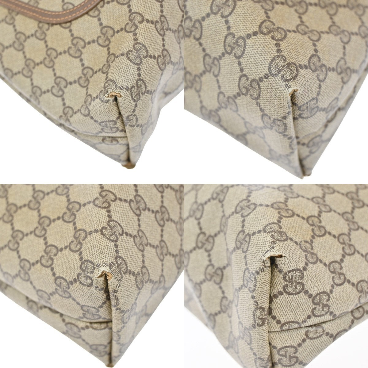 GUCCI Logo Sherry GG Pattern Shoulder Bag PVC Leather Brown Gold Italy 04YH816