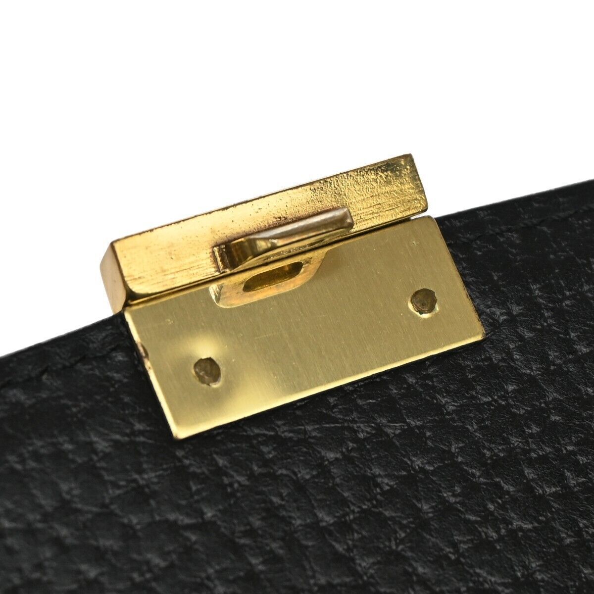 LOEWE Logo Anagram Briefcase Hand Bag Leather Key Black Gold Spain 61GA035