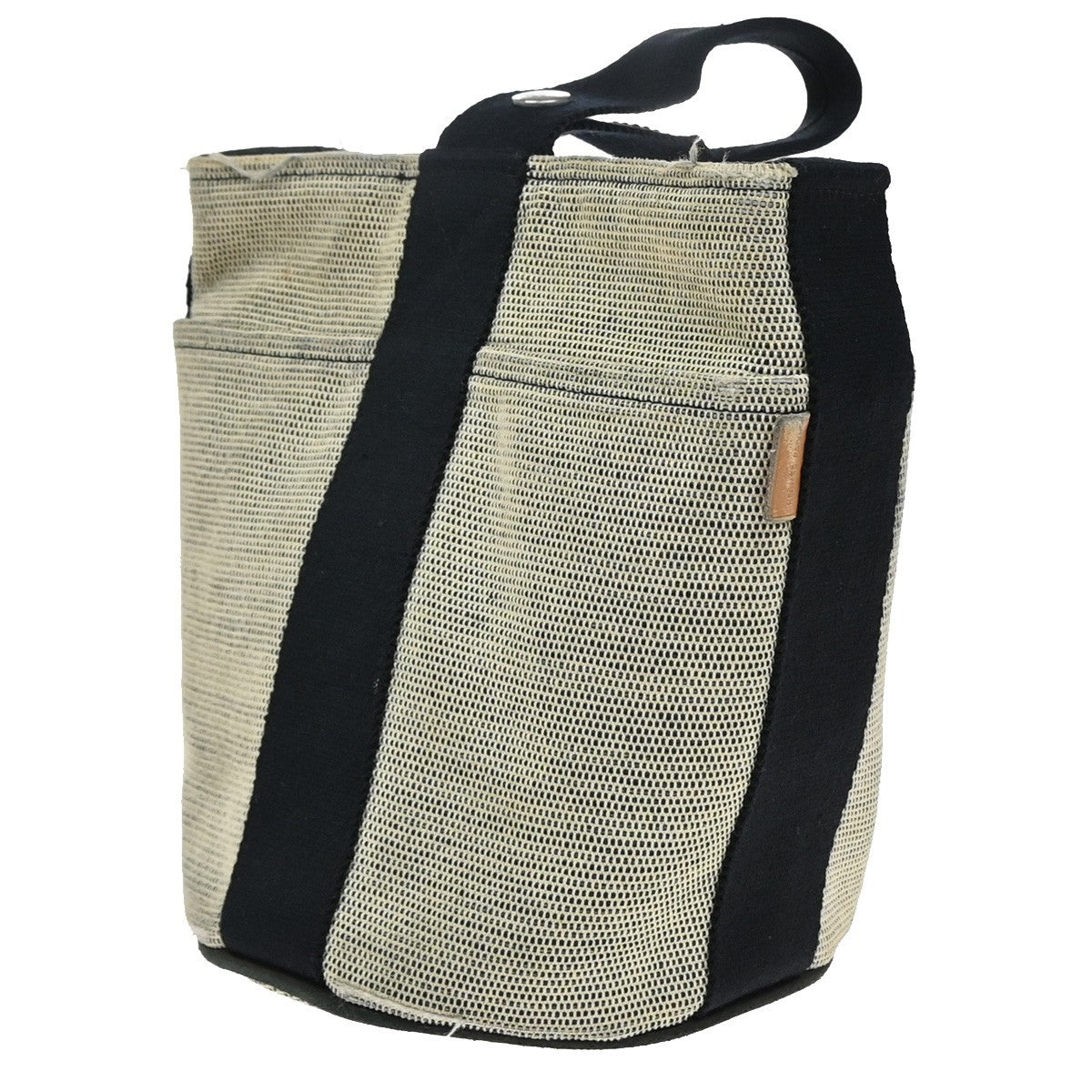 HERMES Logo Saxo PM Hand Bag Canvas Black Ivory SHW France 67EG054