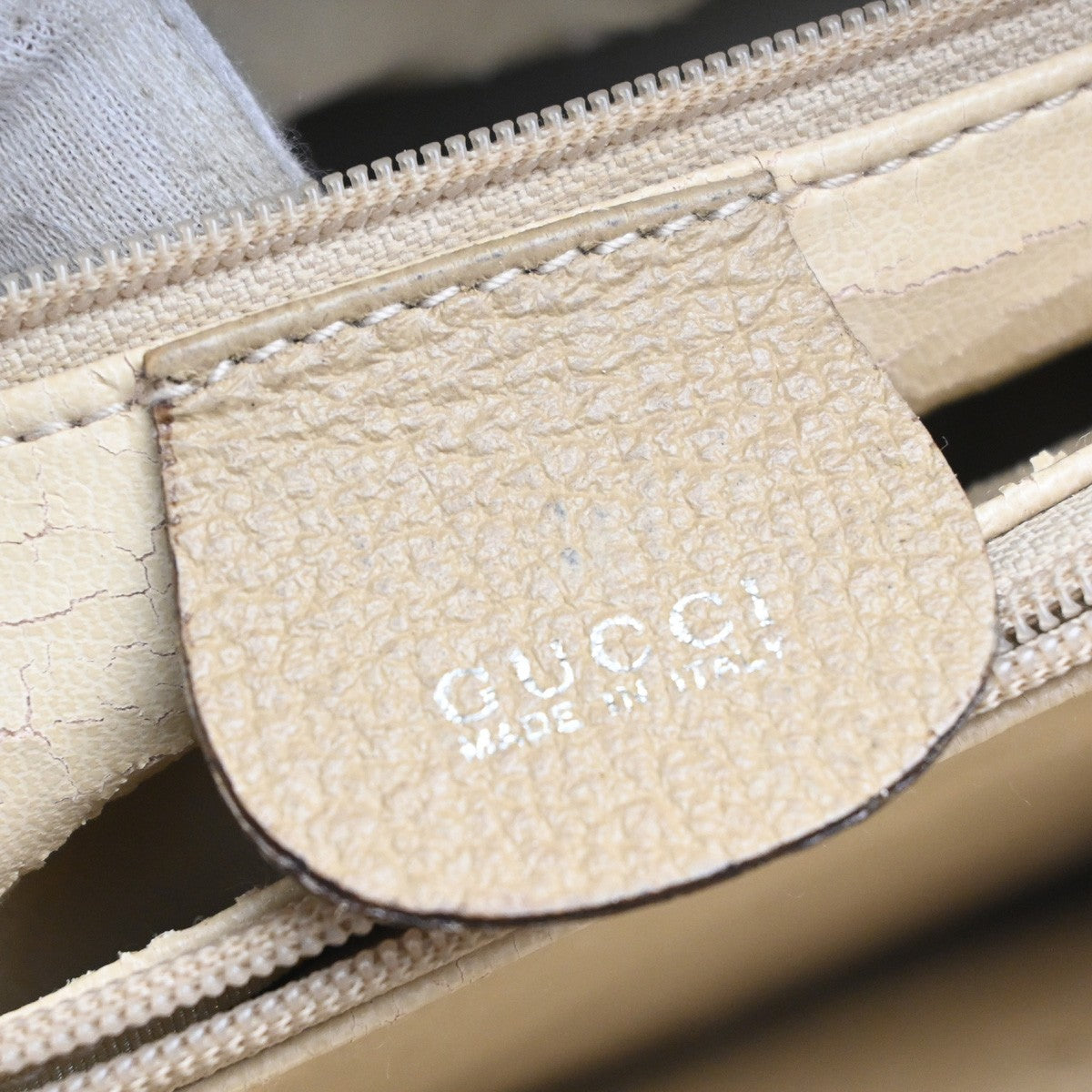 GUCCI Logo Bamboo Handle Tote Hand Bag Suede Leather Beige GHW Italy 38MA593