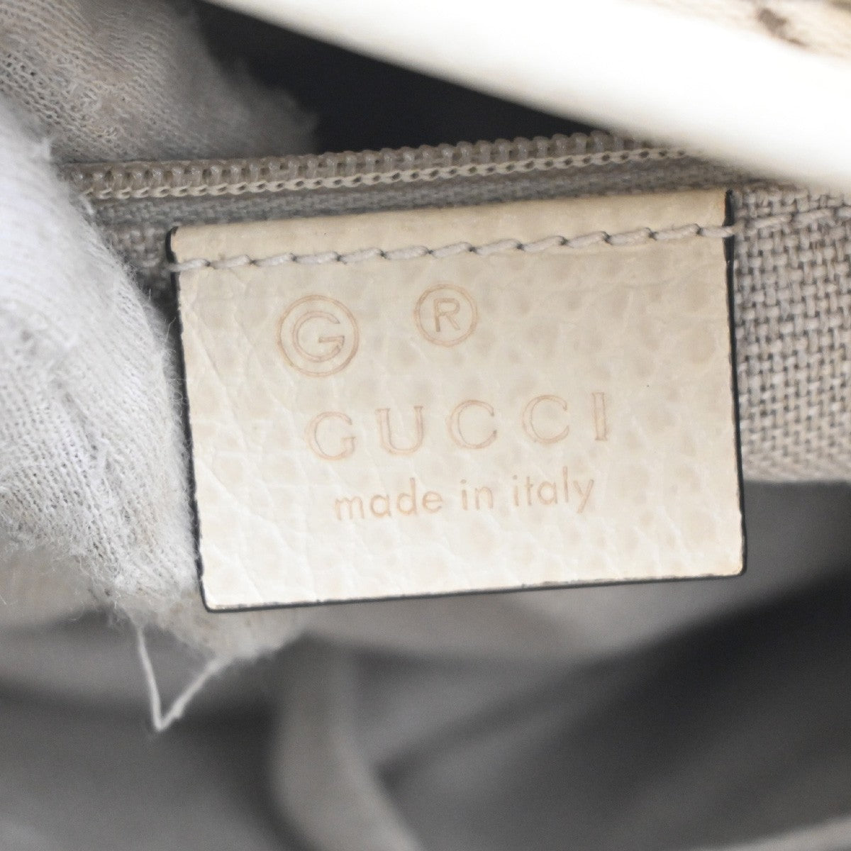 GUCCI GG Logo 2way Shoulder Handbag Canvas Leather Beige White GHW Italy 93KC202