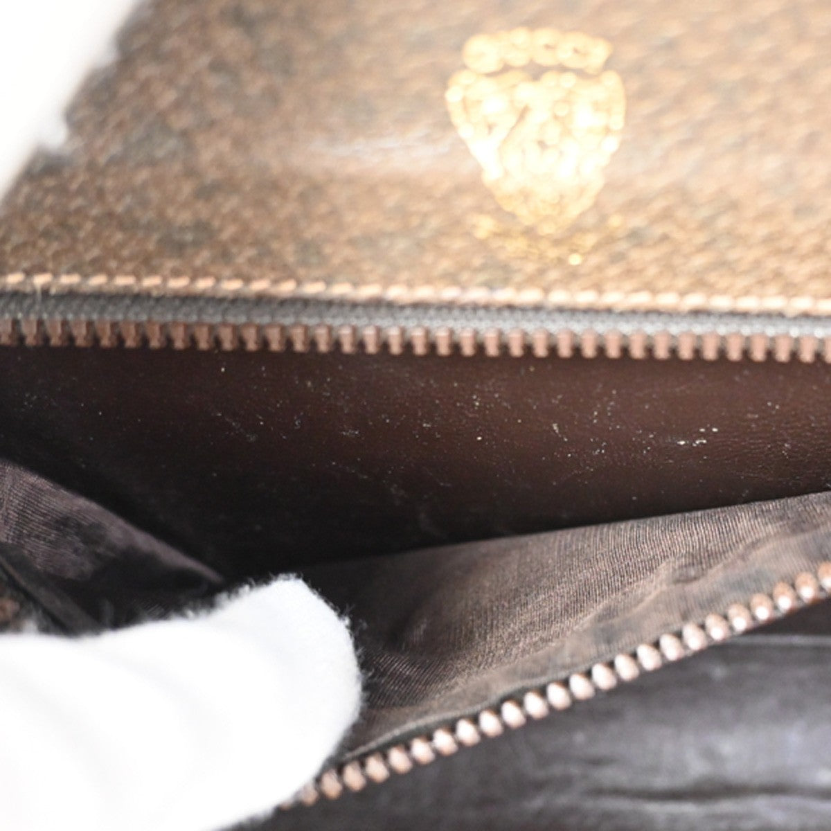 GUCCI Logo GG Pattern Sherry Flap Shoulder Bag PVC Leather Brown GHW 67KC907
