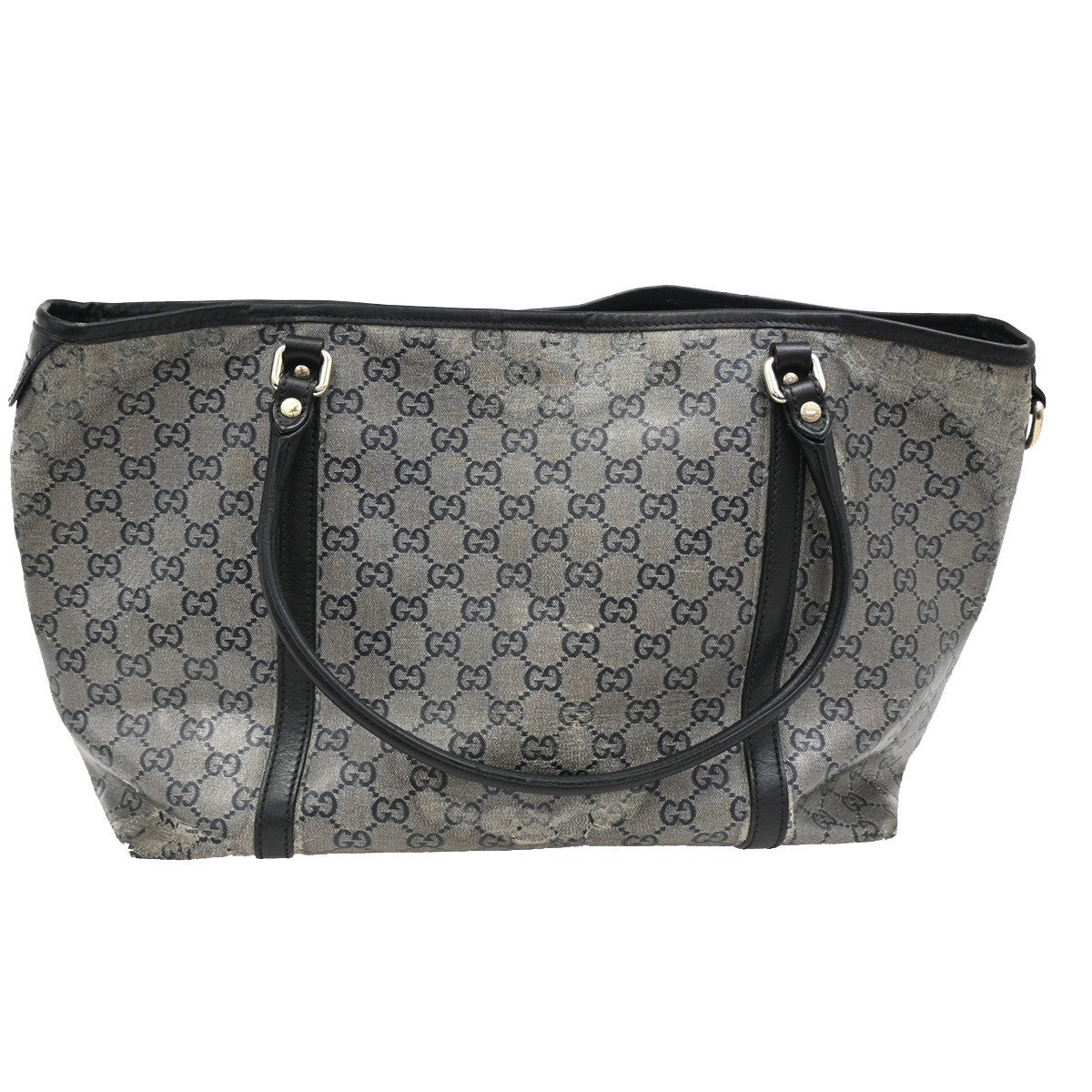 GUCCI GG Crystal Tote Shoulder Bag Coating Canvas Leather Black GHW 60DA042