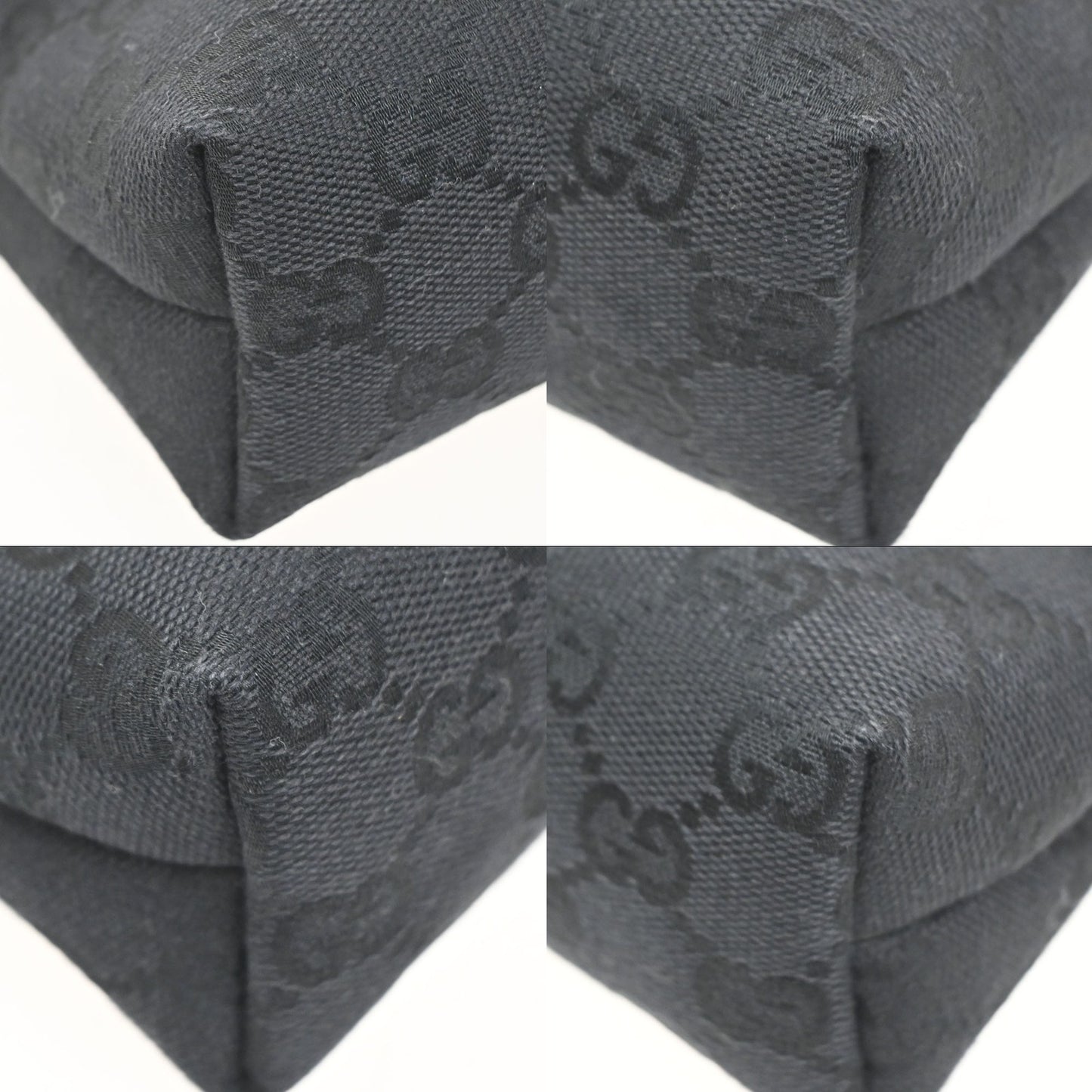 GUCCI Logo GG Pattern Mini Bum Bag Canvas Leather Black SHW Italy 85MA664