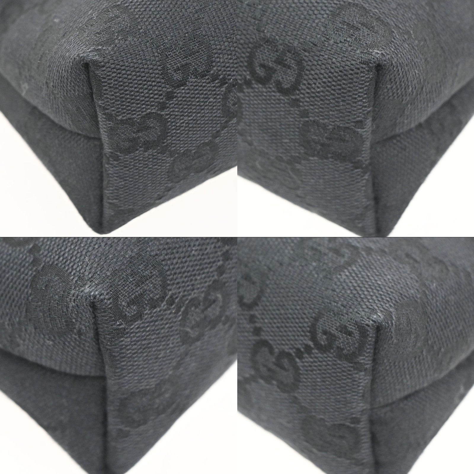 GUCCI Logo GG Pattern Mini Bum Bag Canvas Leather Black SHW Italy 85MA664