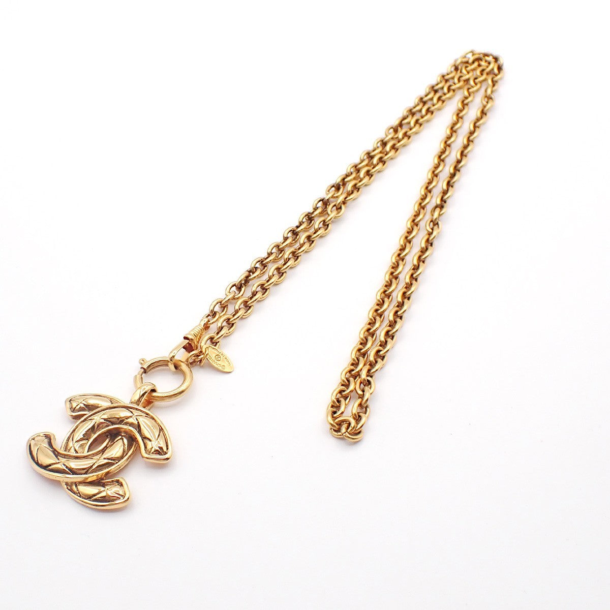 CHANEL CC Logo Chain Charm Pendant Necklace GHW Gold-Plated Vintage 20RL987