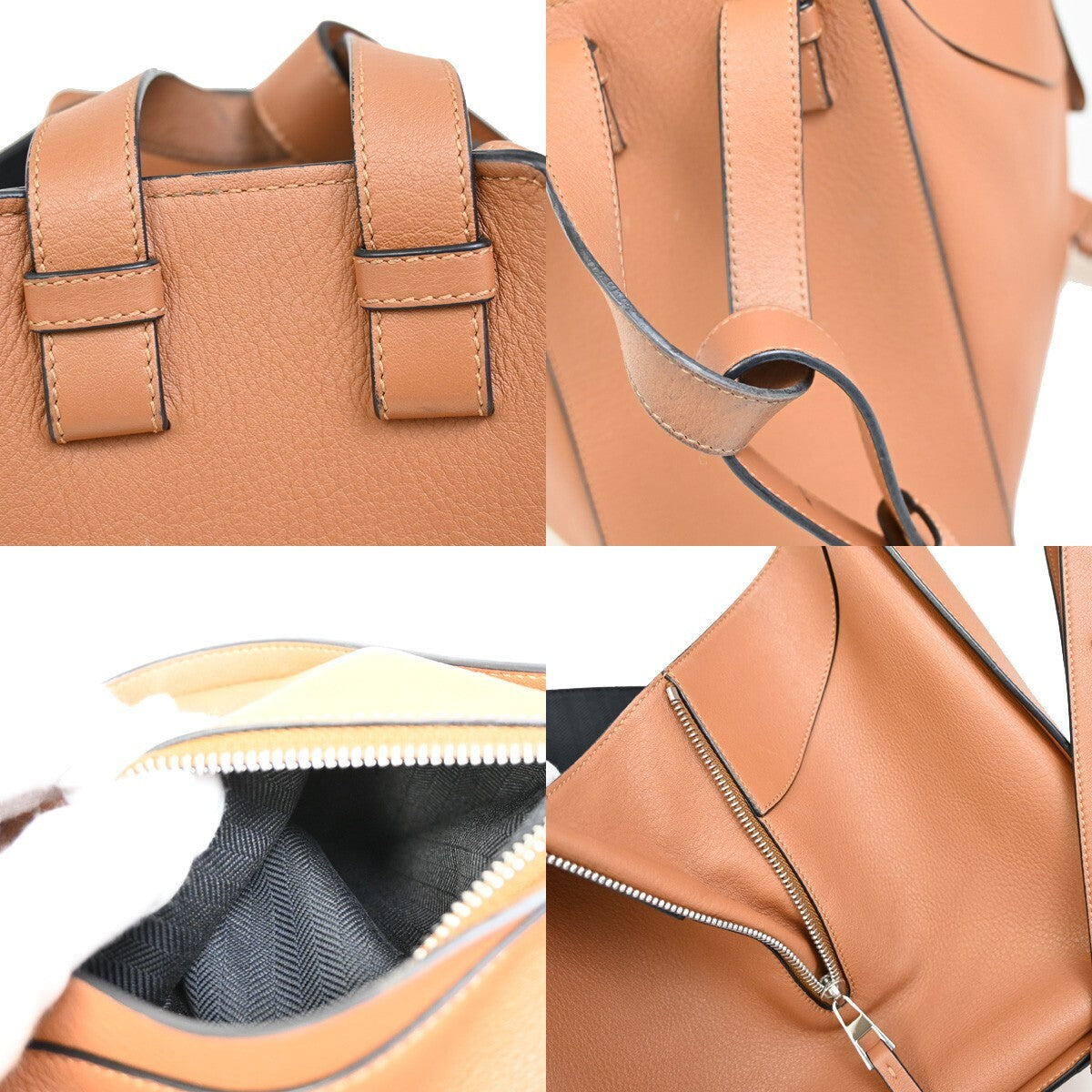 LOEWE Logo Hammock Small 2Way Shoulder Hand Bag Leather Brown GHW Spain 683RF278