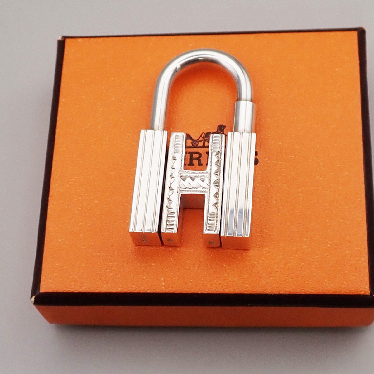HERMES Logo Touareg H Cadena Padlock Charm Silver 925 SHW Accessory 31RL887