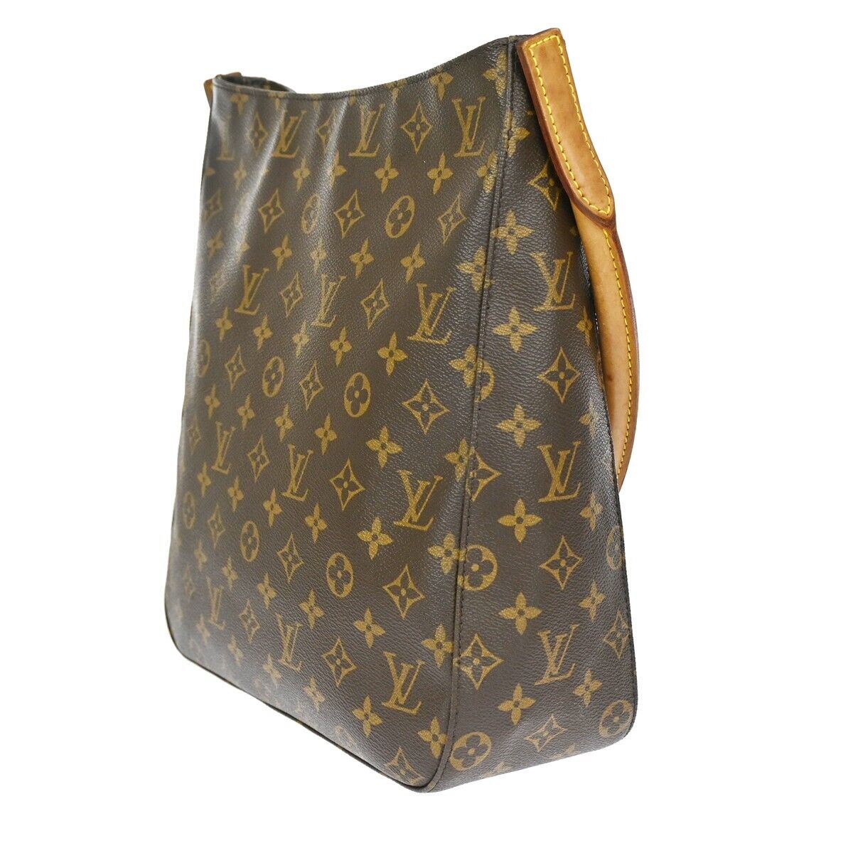 LOUIS VUITTON Logo Looping GM Shoulder Bag Monogram Leather Brown M51145 73ED287