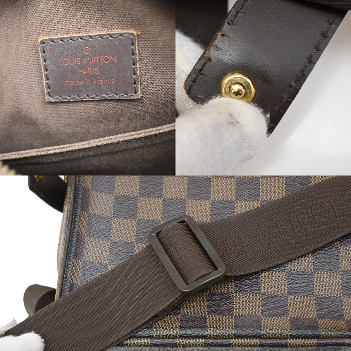 LOUIS VUITTON Olav PM Shoulder Bag Damier Ebene Leather Brown N41442 34CA223