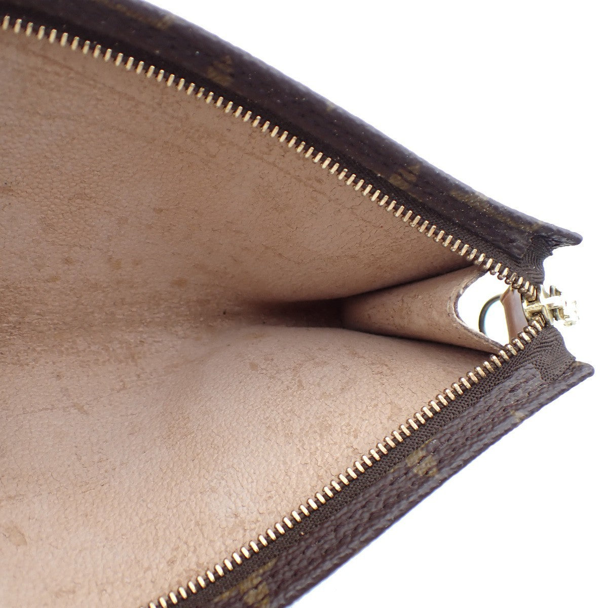 LOUIS VUITTON Logo BUCKET GM Pouch Bag Monogram Leather Brown France 60KB739