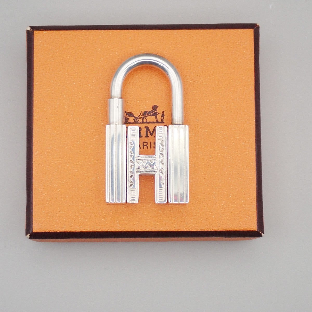 HERMES Logo Touareg H Cadena Padlock Charm Silver 925 SHW Accessory 31RL887