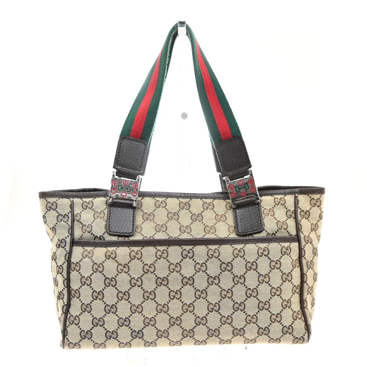 GUCCI Logo Sherry GG Pattern Shoulder Hand Bag Canvas Leather BE Italy 87KC450