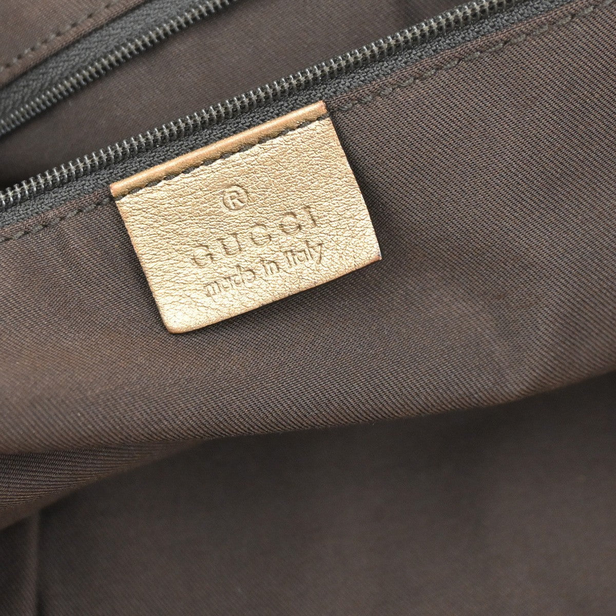 GUCCI Logo Abbey GG Pattern Shoulder Bag Satin Leather Brown GHW Italy 69YJ171