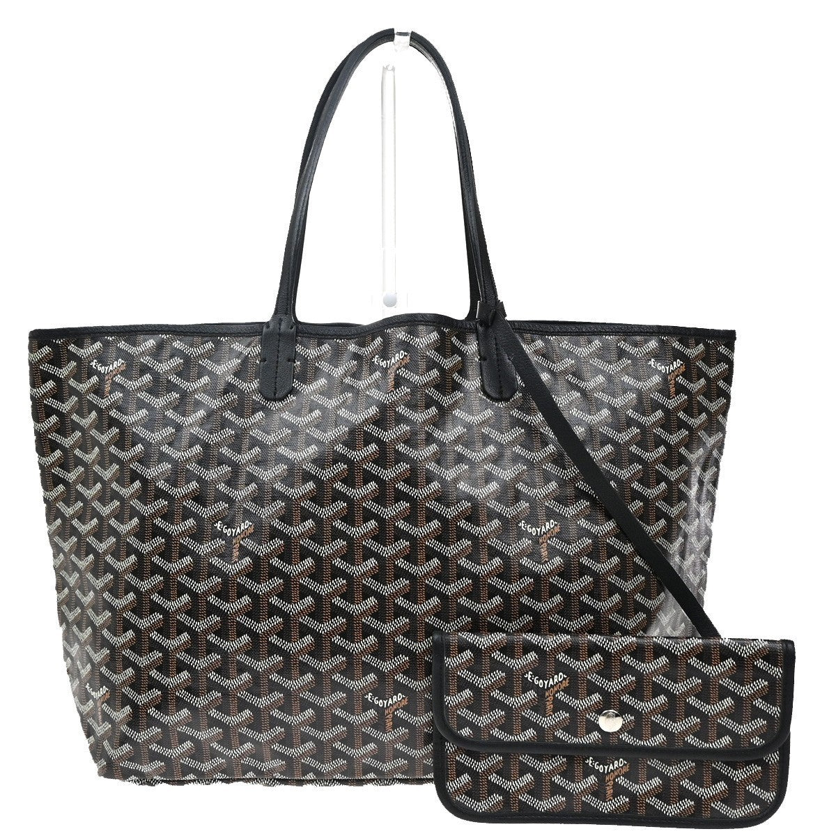 GOYARD Saint Louis PM Shoulder Tote Bag Coating Canvas Leather Black 332RF940