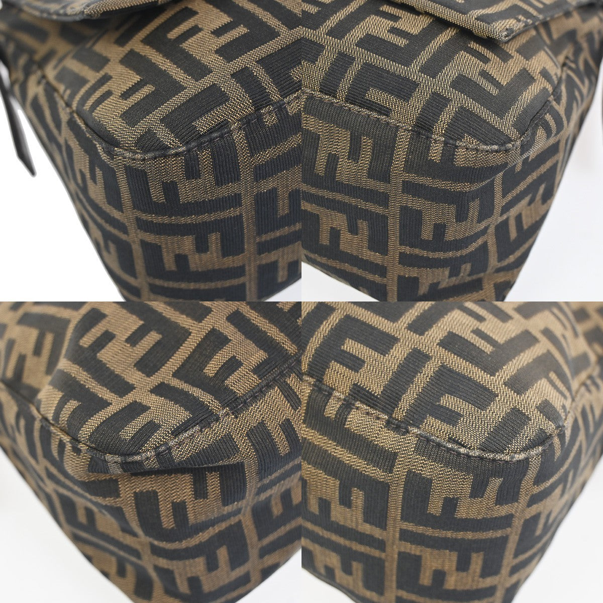 FENDI Zucca Mamma Baguette Shoulder Bag Canvas Leather Brown SHW Italy 95RL921