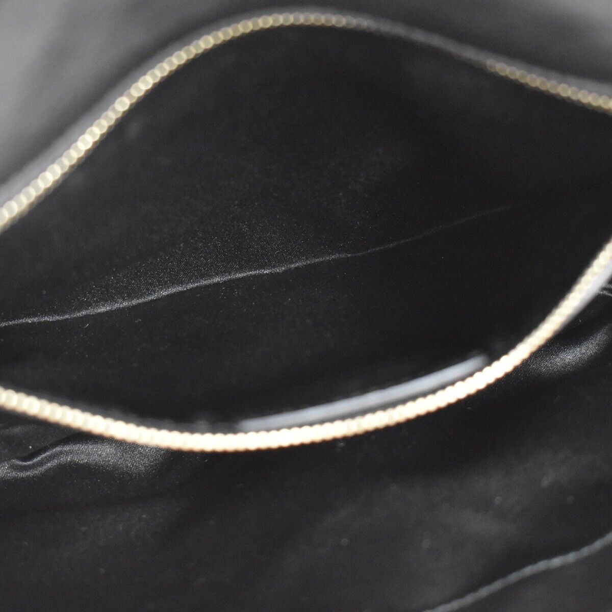 SALVATORE FERRAGAMO Vara Chain Shoulder Bag Fur Leather Black Gold Italy 67GA804