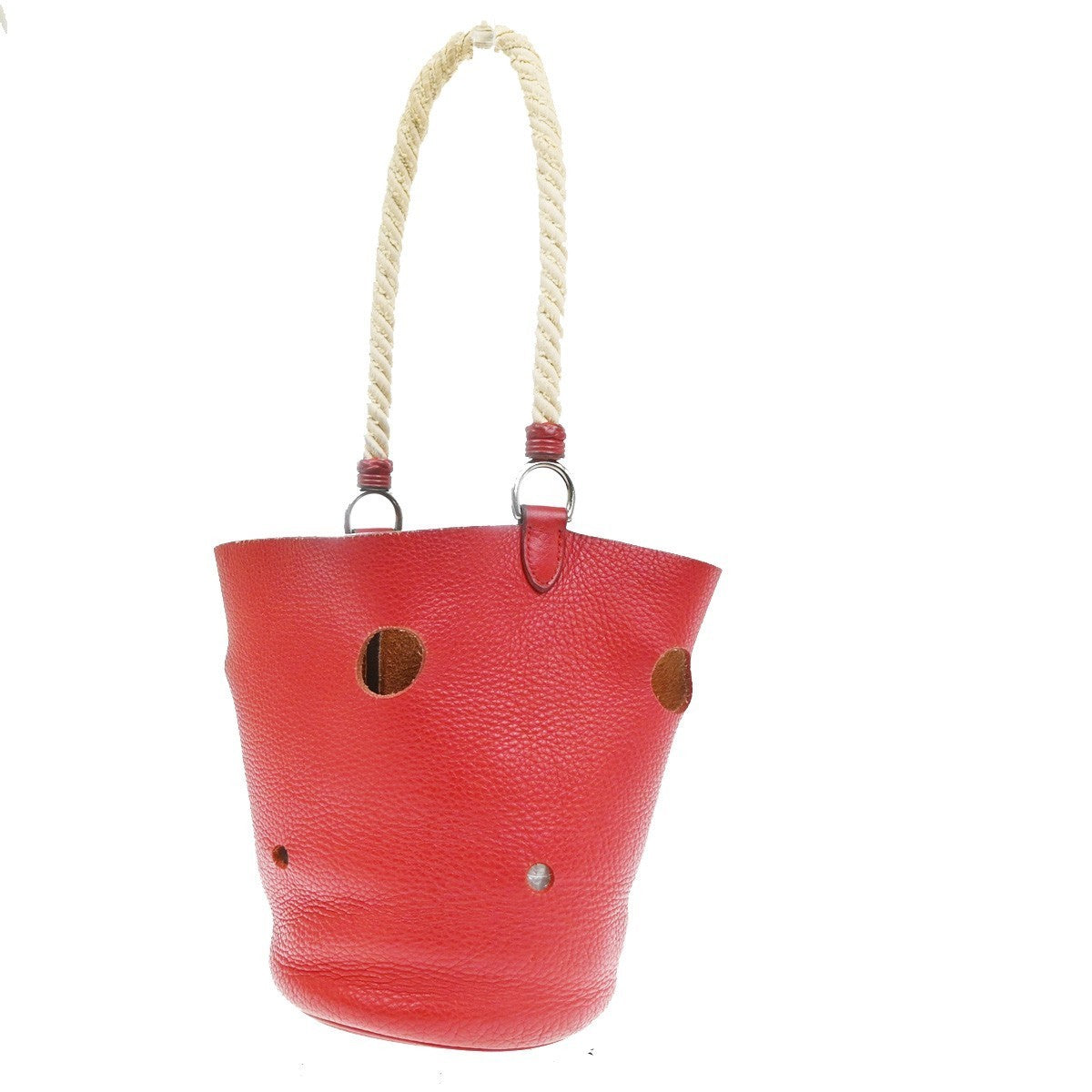 HERMES Manjoire PM Rope Shoulder Bag Taurillon Clemence leather Red SHW 51RQ069