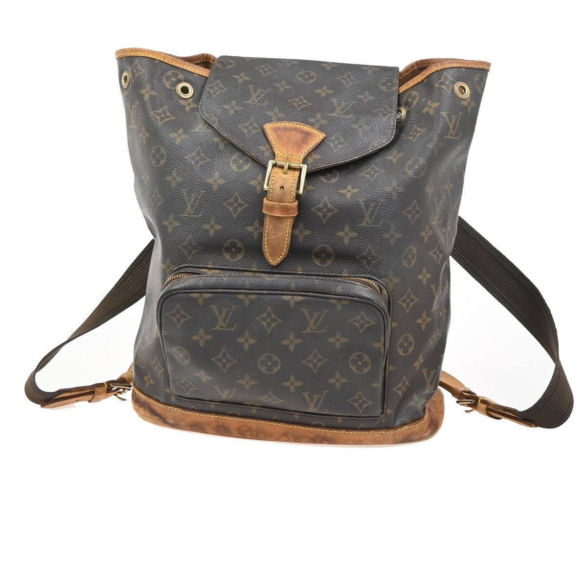 LOUIS VUITTON Montsouris GM Backpack Bag Monogram Leather Brown M51135 65ZA372