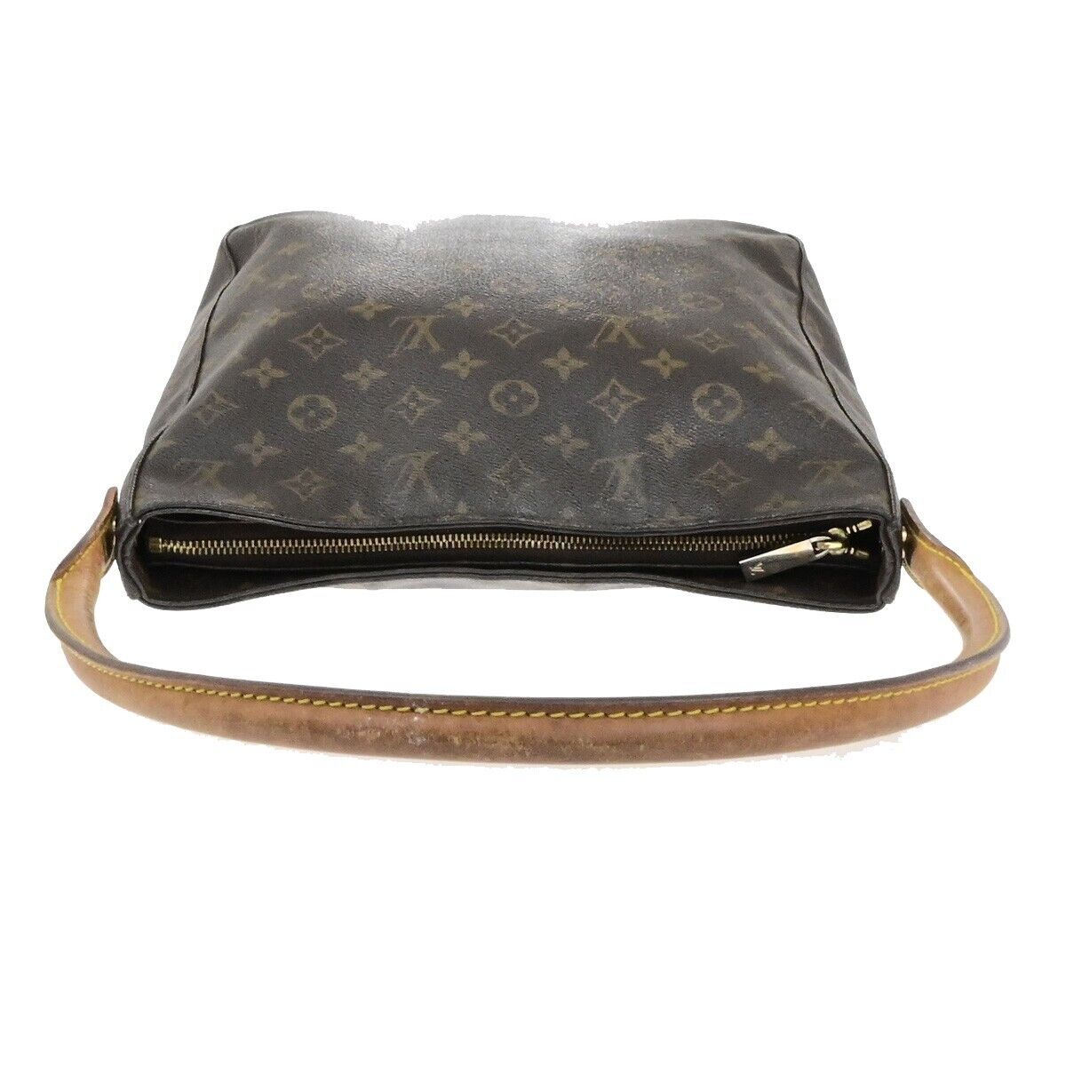 LOUIS VUITTON Logo Looping GM Shoulder Bag Monogram Leather Brown M51145 39EE116