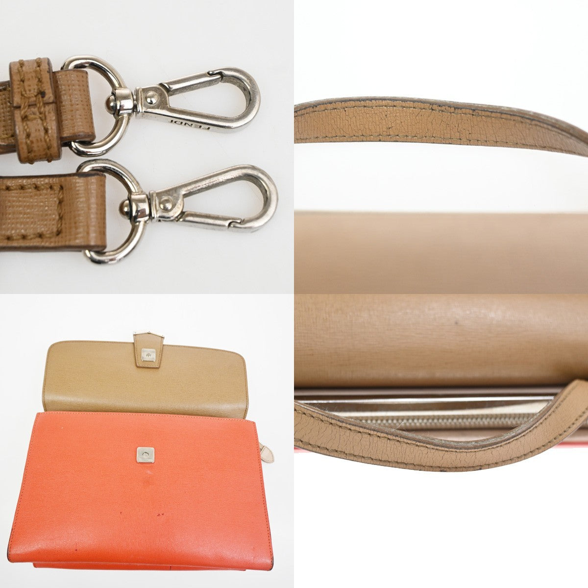 FENDI Demi Jour 2Way Shoulder Hand Bag Leather Tri Color BN RD BE SHW 64TA615
