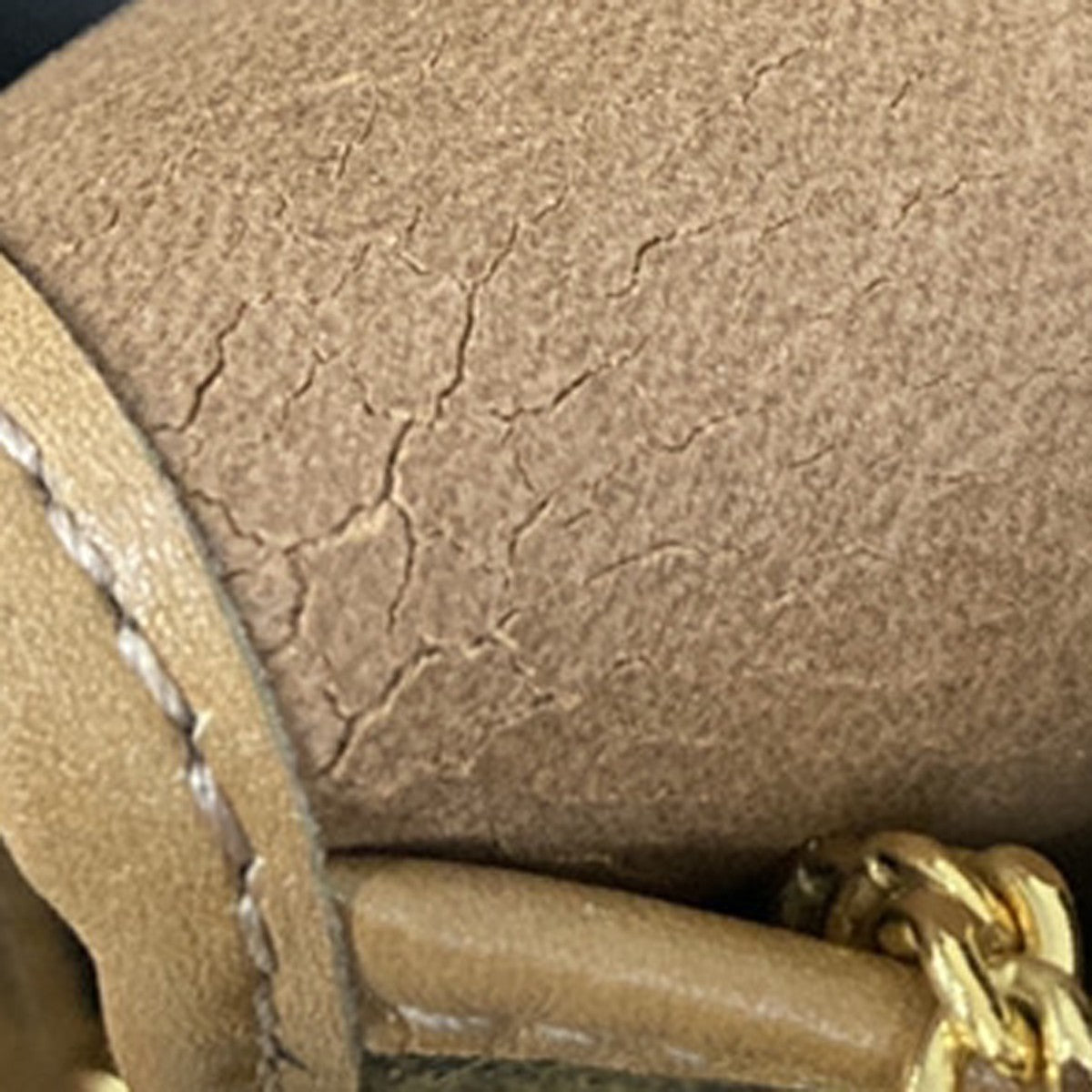 CHRISTIAN DIOR Logos Honeycomb Chain Shoulder Bag PVC Leather Brown Gold 38KP372