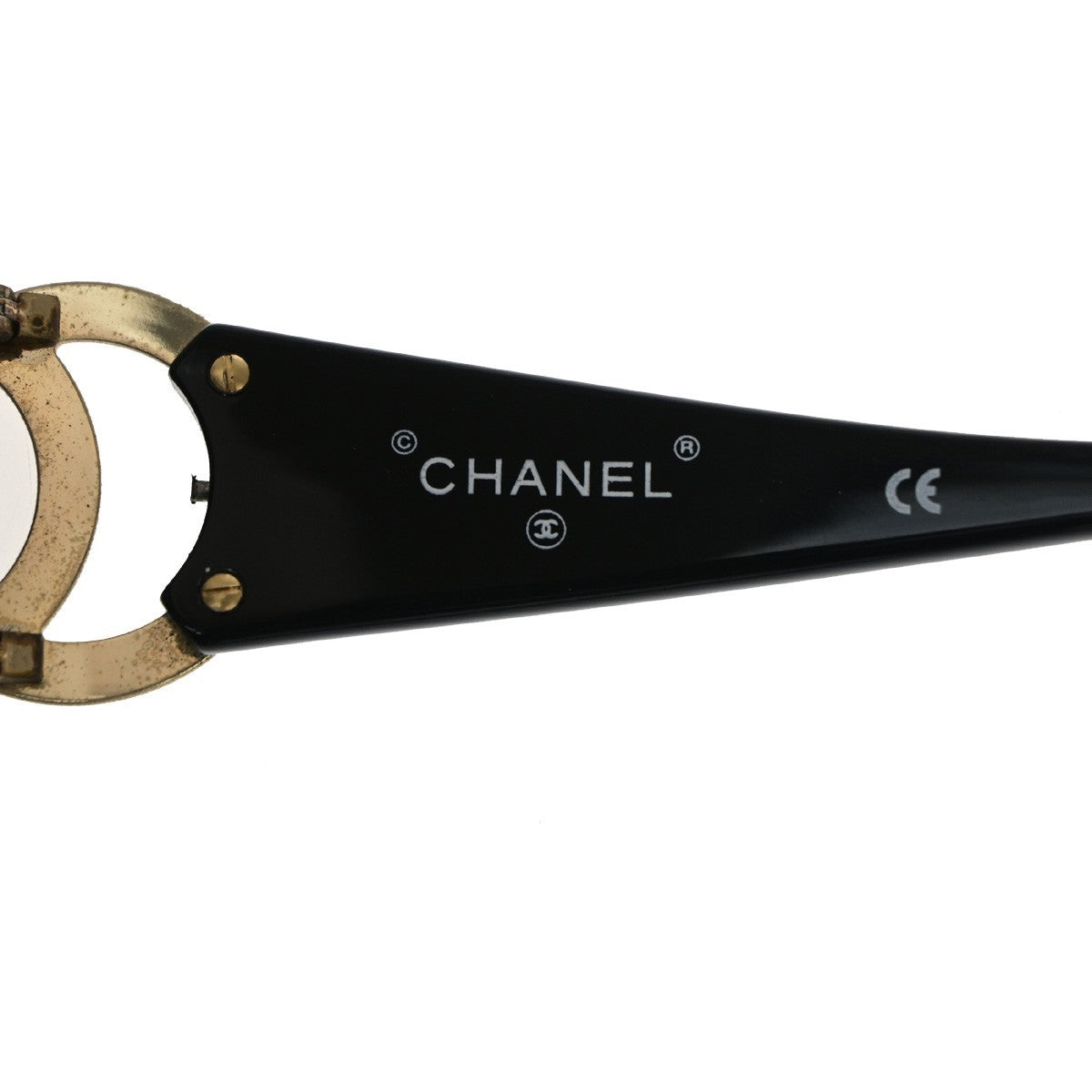 CHANEL CC Logos Sunglasses Eye Wear Plastic Black Gold 02461 63RQ088