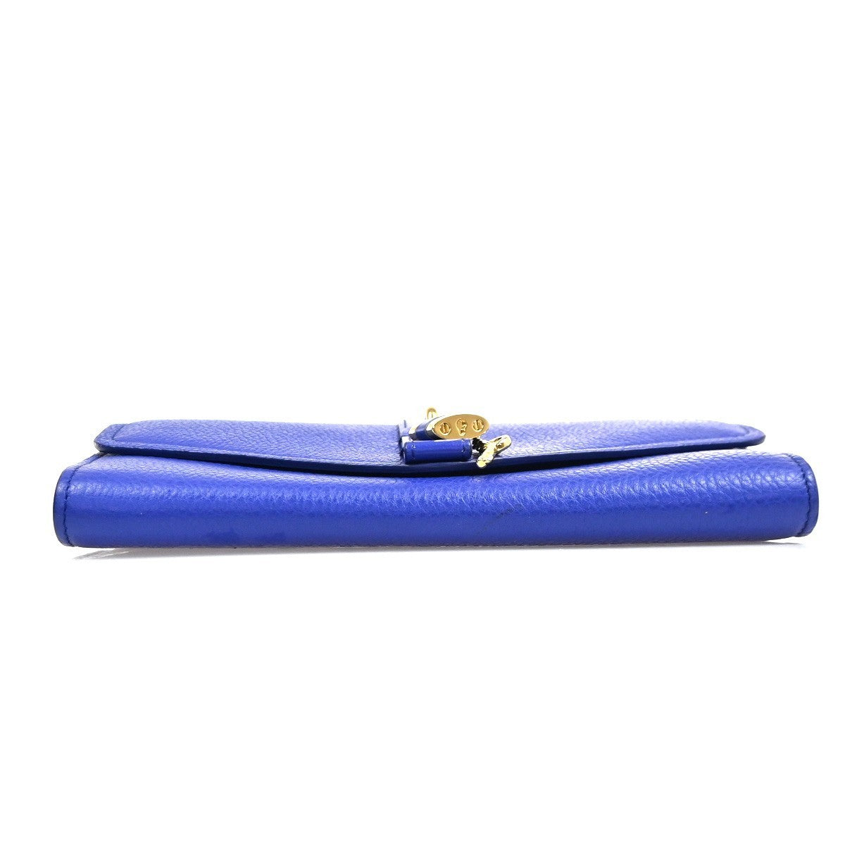 CHLOE Logo Aby Chain Shoulder Bifold Long Wallet Leather Blue GHW Spain 64MA495