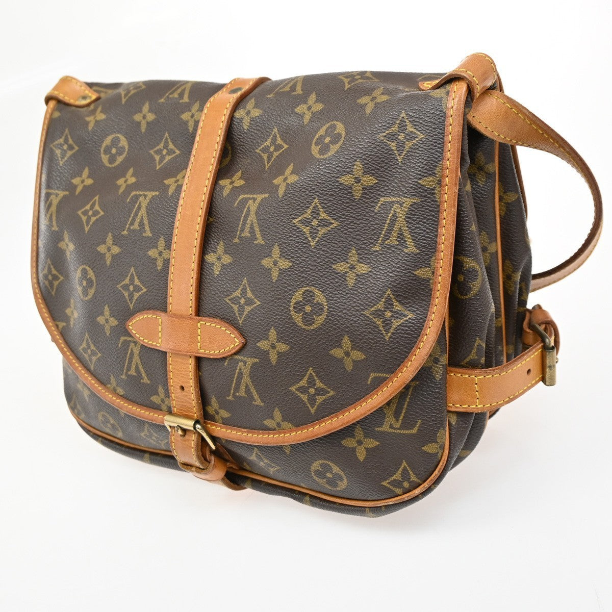 LOUIS VUITTON Logo Saumur 30 Shoulder Bag Monogram Leather Brown M42256 17CA491