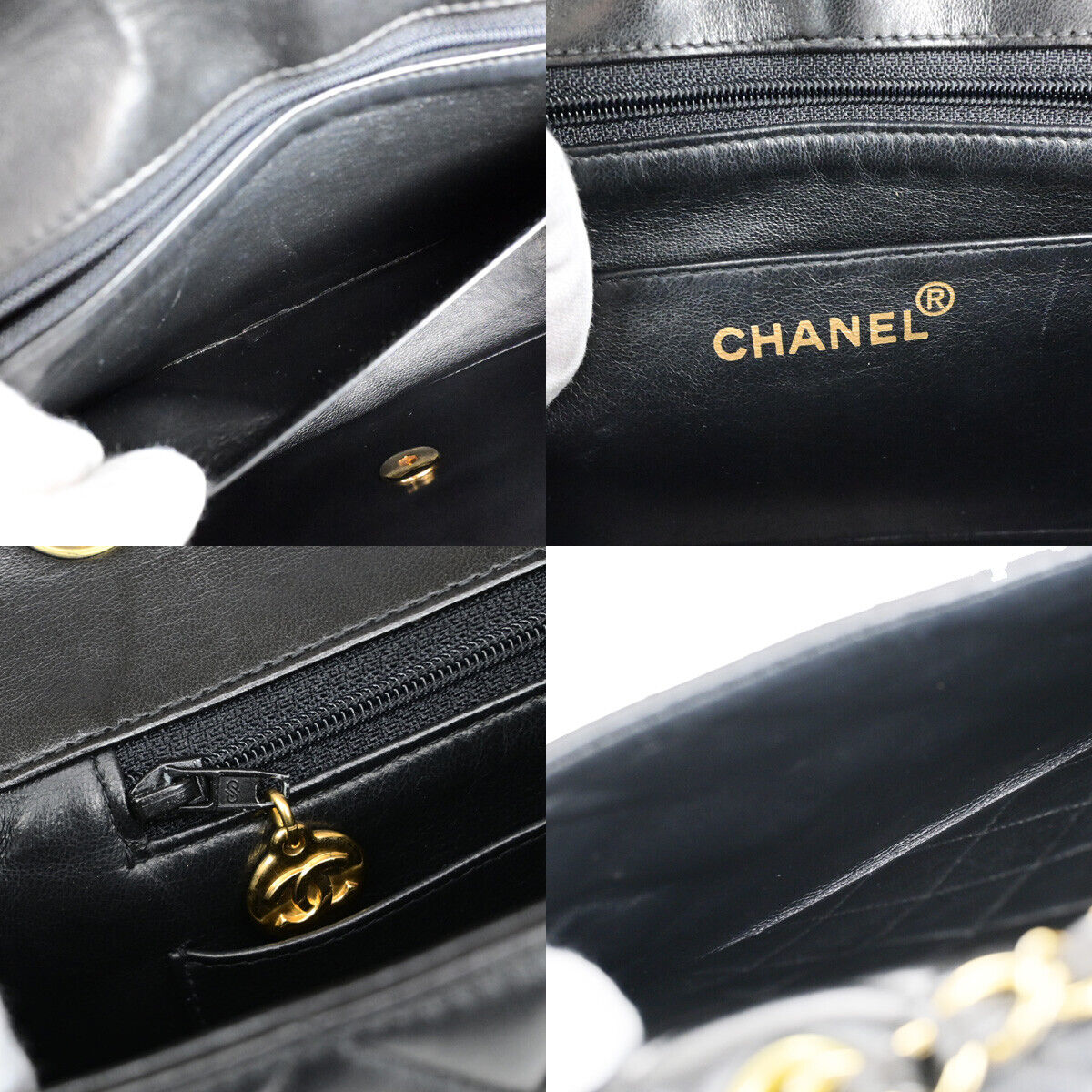 CHANEL CC Logo Matelasse Chain Shoulder Bag Leather Black GHW Vintage 380RK676