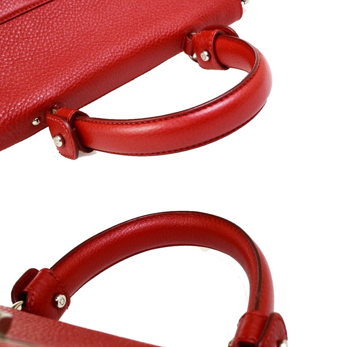 SALVATORE FERRAGAMO Gancini 2Way Shoulder Hand Bag Leather Red SHW 34ED318