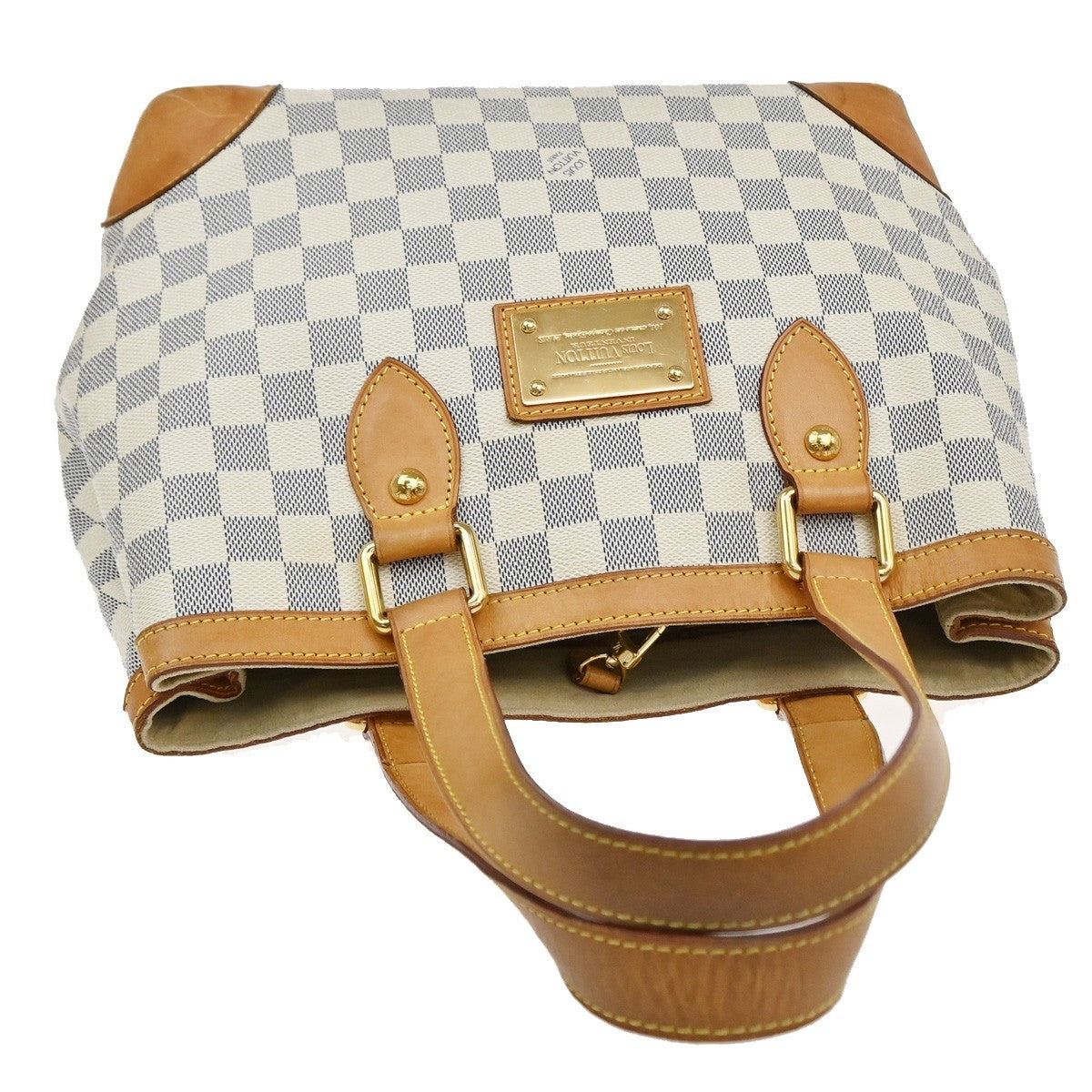LOUIS VUITTON Hampstead PM Shoulder Bag Damier Azur Leather White N51207 50CB045