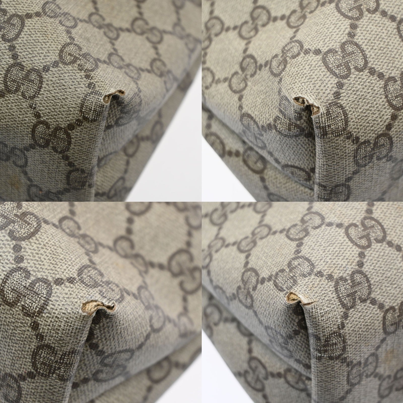 GUCCI Logo GG Pattern Sherry Shoulder Tote Bag PVC Leather Brown Italy 61KD146