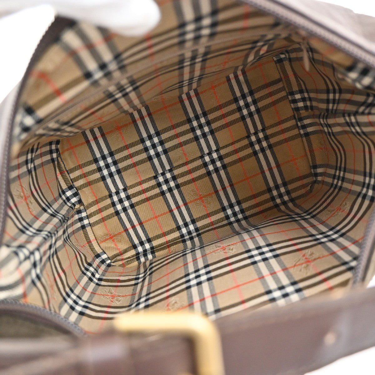 Burberrys Logo Shoulder Bag Nova Check Leather BrownGHW 07YH780
